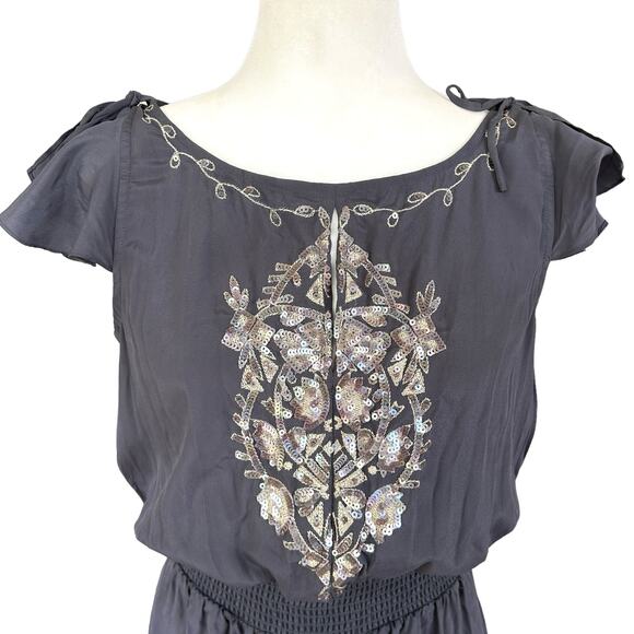 Robbi & Nikki Boho Fairy Dress S Embroidered Sequin Asymmetric Whimsigoth - Picture 2 of 13